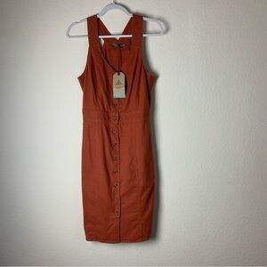 PrAna Womens orange Grace trail sleeveless button front hemp dress M